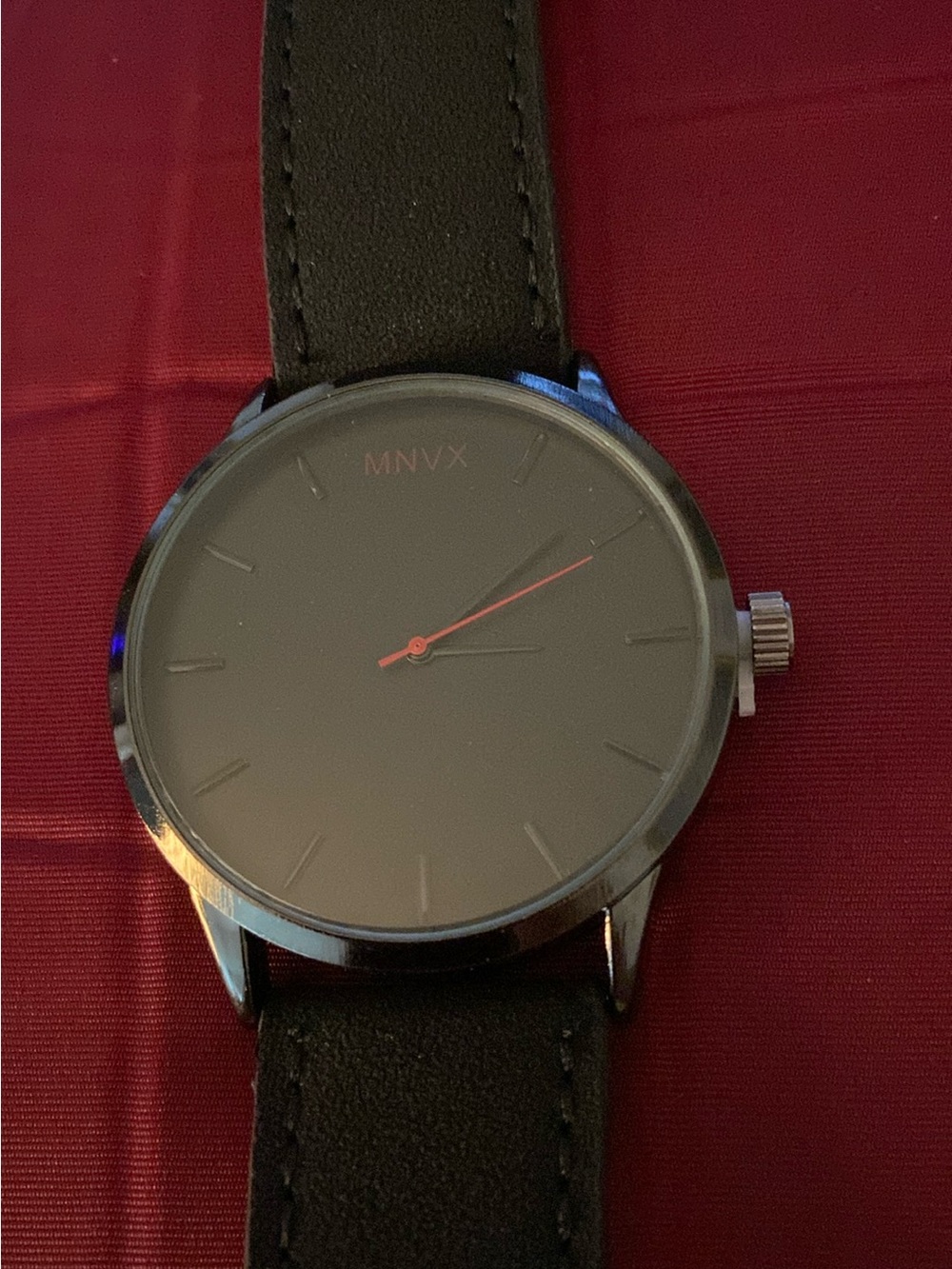 Timex Black Dial Watch with Black Strap and Red Second Hand